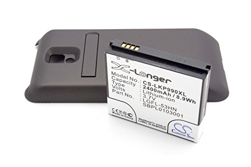 Batterie extra longue durée avec boitier LI-ION 2400mAh pour LG Optimus 2x, Optimus Speed, P990, Star remplace SBPL0103001, LGFL-53HN