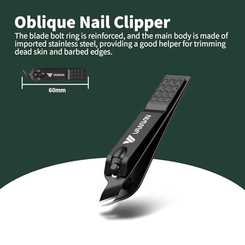 Image of German Nail Clippers for Men VANWIN Nail Clipper Set 4-Pack Ultra Sharp, Matte Stainless Steel Fingernail & Toenail Clippers with Glass Nail File, Nail Cutter Stocking Stuffers for Men Women Black