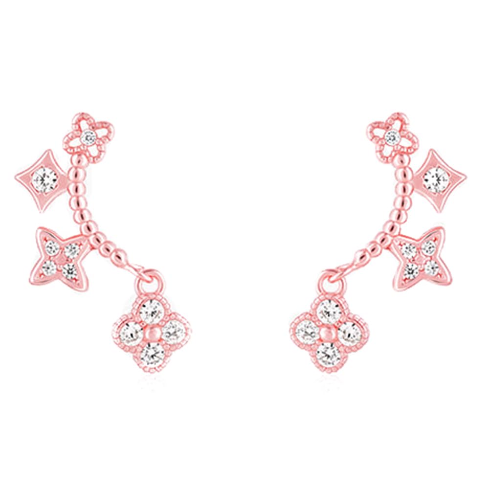 GIVA925 Rose Gold Clover Dangle Earrings | Gifts for Girlfriend, Gifts for Women and Girls | With Certificate of Authenticity and 925 Stamp | 6 Month Warranty*
