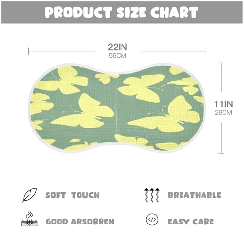 Kigai Yellow Butterfly Burp Cloths for Baby 4-Layer Cotton Muslin Burping Cloths 22x11 inch Super Soft & Absorbent Spit Up Burp Rags for Newborn Boys Girls 1 Pack2