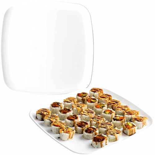 Bluesky 4156 Classic White Plastic Organic Square Tray - 12 Inch (Pack Of 2) - Stylish & Durable Party Platters cover