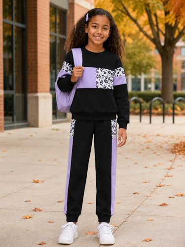 Image of Toddler Girls 2 Piece Cute Outfits, Crewneck Sweatshirt with Jogger Pants Kids Clothing Set for Fall Winter