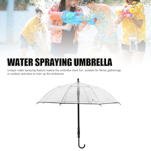 Ombrello Trasparente per Bambini 2 in 1 con Spray Acqua – Ombrello Gioco per Feste ed Attività all’Aperto, Manico Lungo, PVC Sicuro, Divertimento Estivo