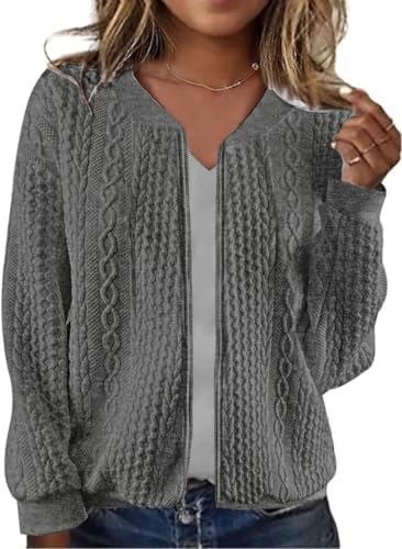 Women's Zip up Sweatshirt Jacket Stand Collar Casual Coat with Po...