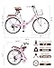 CamPingSurvivals 24/26 Inch Foldable Bike Folding Bicycle, 7 Speed Beach Cruiser Bike with Lock, Comfort Back Seat, Foldable Basket & Ergonomic Upright Frame, Cruiser Bicycle for Adults(24