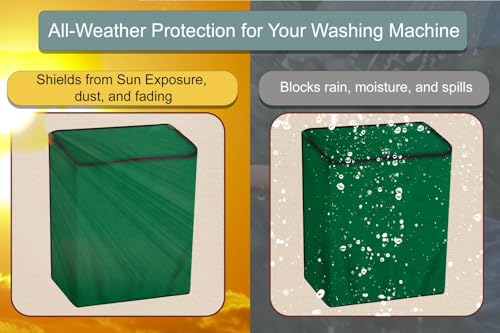 Image of Stylista Waterproof and Dustproof Polyester Washing Machine Cover Compatible for Godrej 10 Kg Semi-Automatic Top Loading WSEDGE NEO 100 5.0 PB3 SLGR, Green