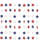 Patriotic Star Garland Banner Streamers Red White and Blue - 59 Ft 6 Strands - Patriotic Decorati...