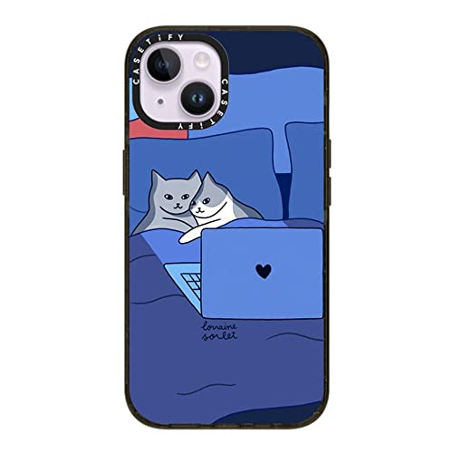 CASETiFY �C���p�N�g iPhone 14 �P�[�X [MIL�K�i���� (4x MIL-STD-810G)/2.5m����̗����������N���A] - Catflix - �O���b�V�[ �u���b�N