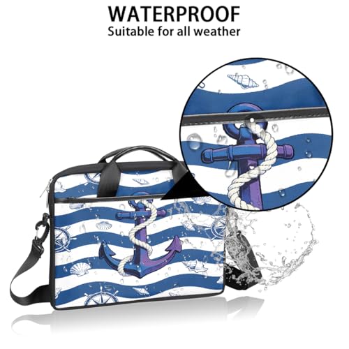 Bolso para laptop con diseño náutico de ancla y concha marina, funda para laptop de 15 pulgadas, maletín delgado para negocios, bolso mensajero para mujeres y hombres, estuche para laptop para trabajo, oficina y viajes miniatura 4