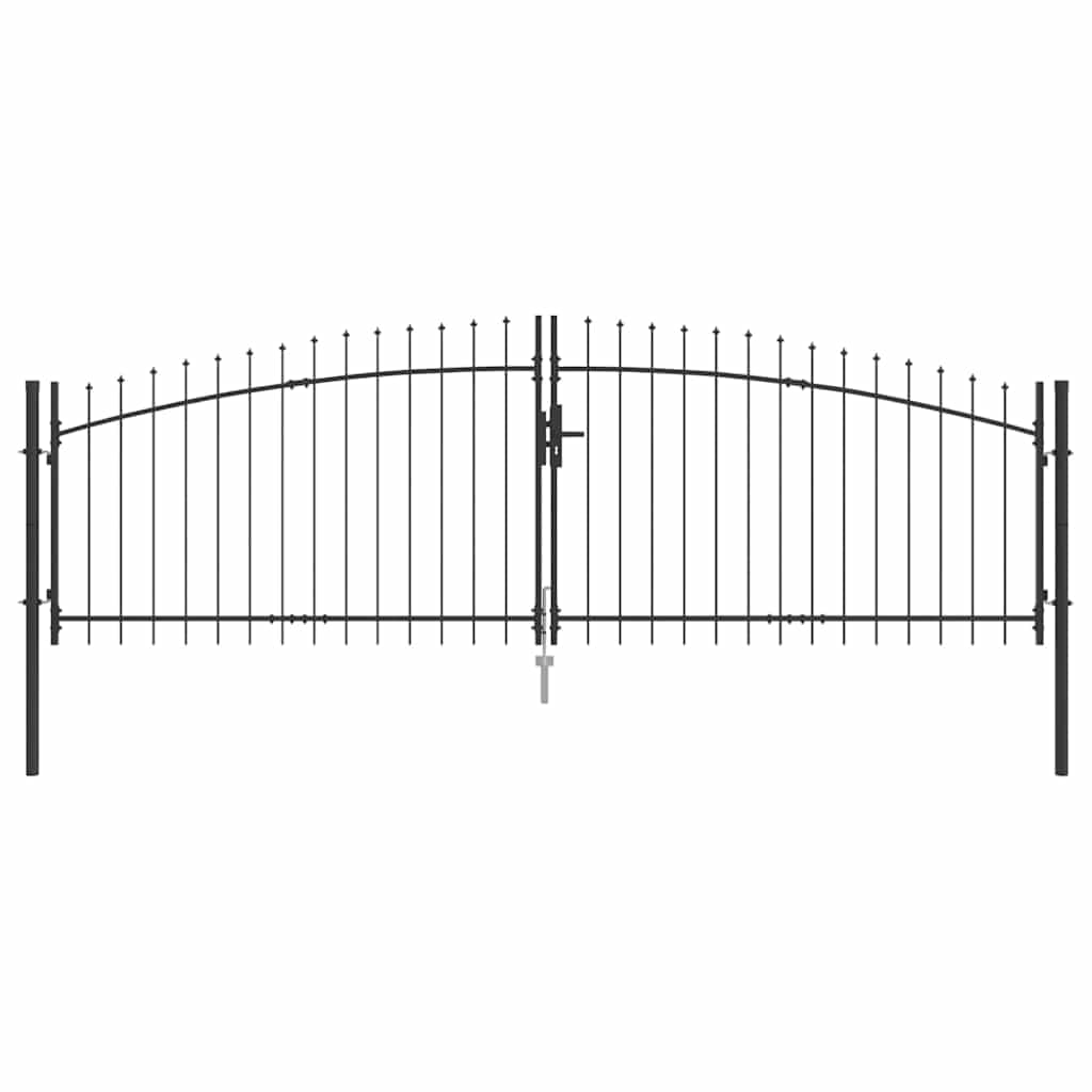 vidaXL Doppeltor mit Schloss Woerden Grau 400 x 174,5 cm Stahl, Garten- und Terrassentor, modernes U-Design, stabile Stahlkonstruktion, Schlichte Optik, sicheres Betreten, wetterfest