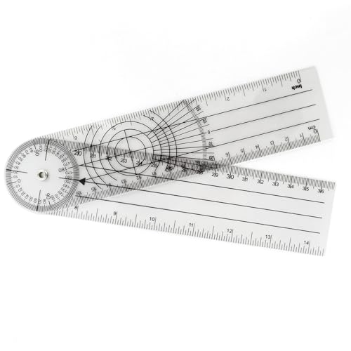 XIAOXIAOYU transportador, PVC goniómetro fisioterapia, Rango de Movimiento de Articulaciones 8 Pulgadas, Semitransparente, Buscador ángulo, Goniómetro, Herramienta Medición Transportador ángulo