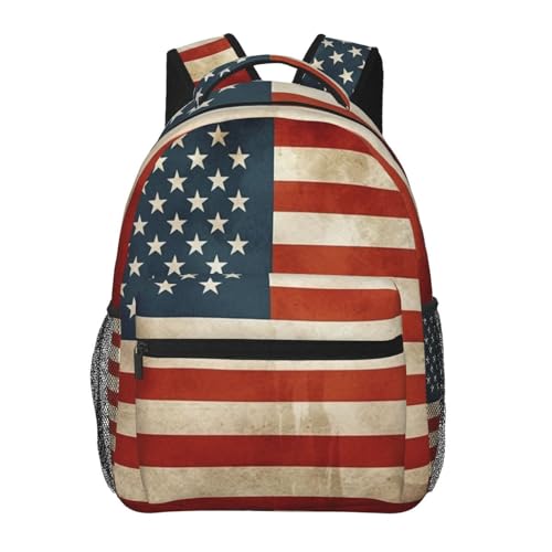 Sac à dos PC portable léger vintage drapeau américain avec protection renforcée