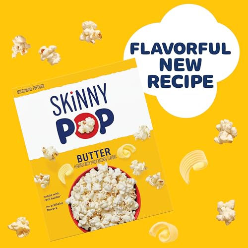 Image of SKINNYPOP Butter Flavored, Gluten Free Microwave Popcorn Box, 8.4 oz (12 Count)