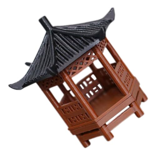 INOOMP Miniatura Pabellón Chino Decorativo Micro Paisaje Artesanal Antiguo para Acuario Escritorio Jardín Adorno Cultural Elegante