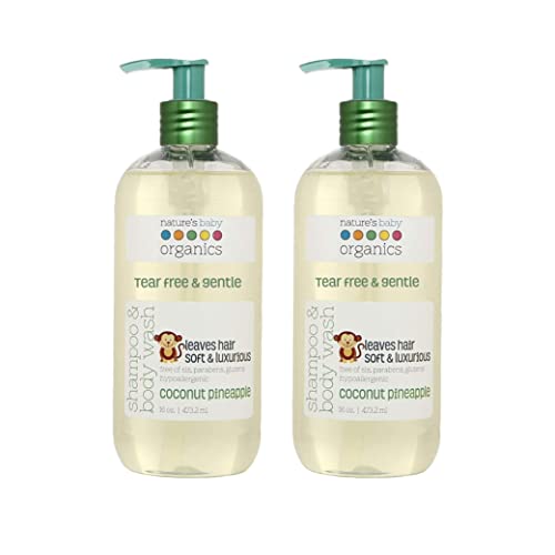 Image of Nature's Baby Baby Shampoo, Face & Body Wash, Formulated for Problem and Sensitive Skin, pH Neutral & Tear Free, No Sulfate or Artificial Fragrances, Coconut Pineapple, 16 oz ea, 2 Pack