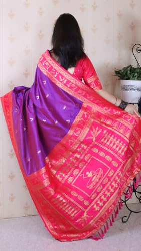 Image of SGF11 Women's Kanjivaram Pure Soft Silk Saree With Unstitched Blouse Piece
