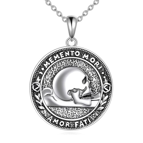 Bijoux cadeau homme collier argent tête de mort unique Memento Mori