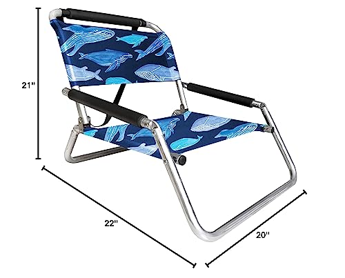 Image of Neso Beach Chairs - Lightweight, Portable and Foldable Recliner Beach Chairs for Park, Camping and Outdoor Adventures - with Slip Pockets and Shoulder Strap - 2 Pack - Save the Whales - Regular