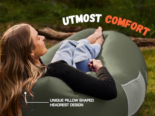 Image of WEKAPO Inflatable Sun Lounger, Air Sofa, Hammock, Portable, Waterproof and Leak-Proof, Ideal for Backyard, Beach, Travel, Camping, Picnics and Music Festivals