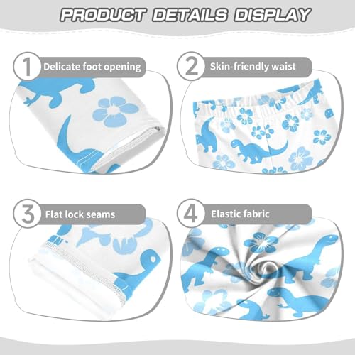 Blue Animal Dinosaur Floral Girls Casual Leggings for Kids Printed Long Pant Bottoms Stretch and Soft3