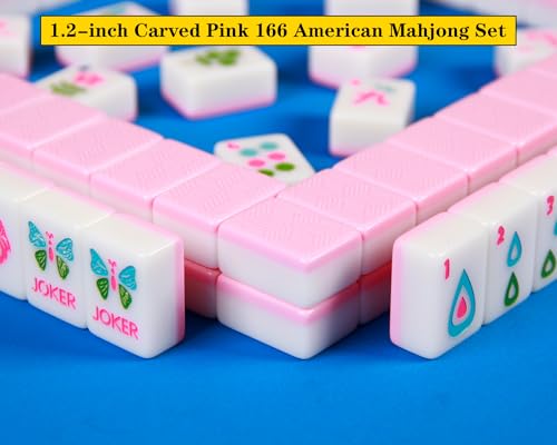 Juego Americano Mahjong con fichas rosa 166 piezas miniatura 5