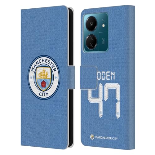 Head Case Designs Officially Licensed Manchester City Man City FC Phil Foden 2021/22 Players Home Kit Group 1 Leather Book Wallet Case Cover Compatible with Xiaomi Redmi 13C 4G