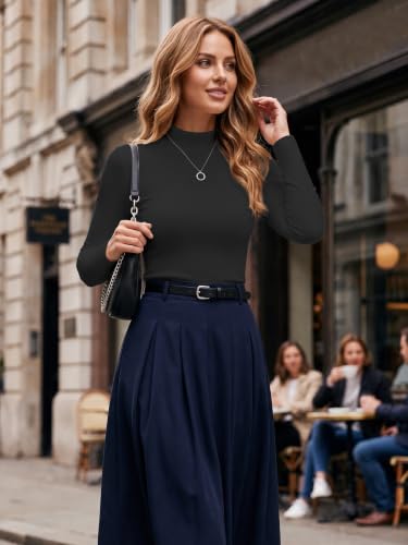 Ekouaer Women Mock Turtleneck Tops Long Sleeve Shirts Thermal Base Layer - image 2