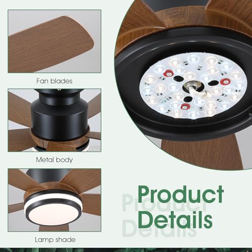 Ventilateur de plafond avec lumiere led telecommande plafonnier 104cm