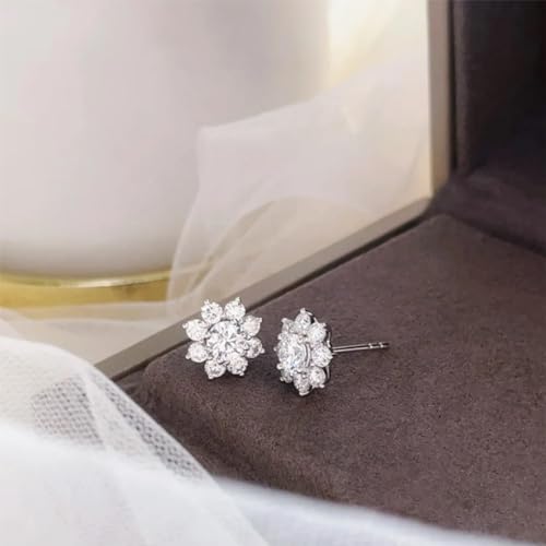 High-Carbon Diamond Stud Earrings 18K White Gold Plated Brilliant Round Cut Lab Created Diamond S925 Sterling Silver Hypoallergenic Stud Earrings for Women3