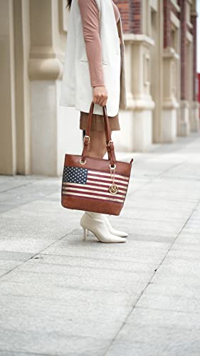 Image of MKF Collection USA Tote Shoulder Bag for Women Vegan Leather Patriotic Handbag, Lady American Flag Satchel Purse by Mia K