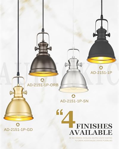 Audickic 2 Pack Pendant Lights Kitchen Island, Farmhouse Hanging Lights Fixtures with Metal Shade, Rustic Kitchen Pendant Lighting Over Island for Dining Room, Brushed Nickel, AD-2151-1P2-SN - Image 7