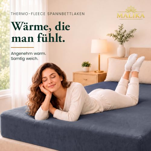 Malika® Winter Thermo Fleece Spannbettlaken, kuschelig weich Flausch Spannbetttuch, Betttuch Jersey flauschig Soft Plüsch Laken… – Ansicht 2