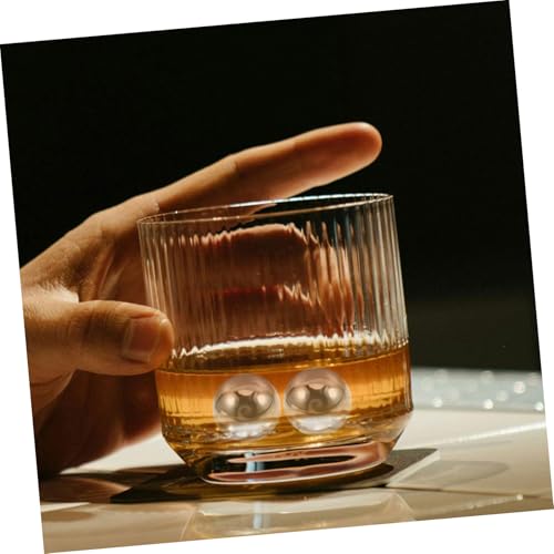 SKISUNO 6pcs Reusable Stainless Steel Whiskey Balls for Chilling Drinks for Home Bar and Outdoor Use Whiskey Lovers