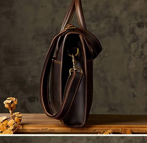 Handcrafted Crazy Horse Leather Messenger Bag Shoulder/Crossbody/Handbag/Laptop Bag for Men's Busines3