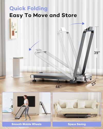 Foldable Treadmill with 10% Incline, Upgrade 3.5HP Low Noise Walking Pad Treadmill with Handle Bar, Trisomy 4 in 1 Portable Under Desk Treadmills for Home/Office, 350Lbs Capacity, APP & Remote Control - Image 6