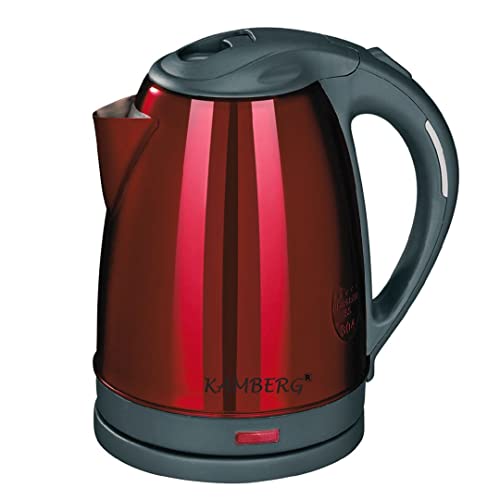 Kamberg - Elektrischer Wasserkocher, Edelstahl, 18/10 – 1,8 Liter – 1500 W – schnelles Kochen – kompaktes Design – BPA-frei – Rot – 0008127