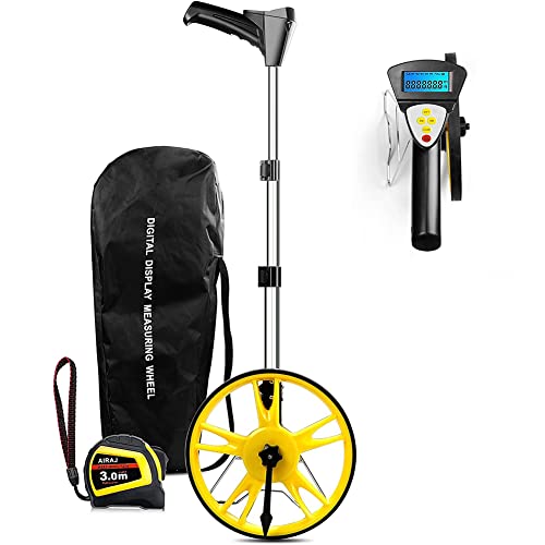 AIRAJ Digital Measuring Wheel Retractable ,Metric/Imperial Dual Mode Switching,Large Digital Backlit LCD Screen,Professional Distance Measure Wheel for Construction,Yard Measuring Wheel...