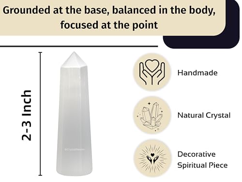 Image of Certified Selenite Crystal Tower Obelisk Point For Chakra