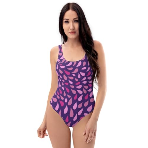 Maillot de bain une pièce femme coupe coquine encolure dégagée violette