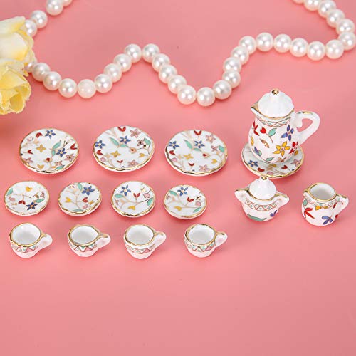 Diydeg 15 peças de presente de porcelana para amantes de chá em miniatura, brinquedo, simulação alta