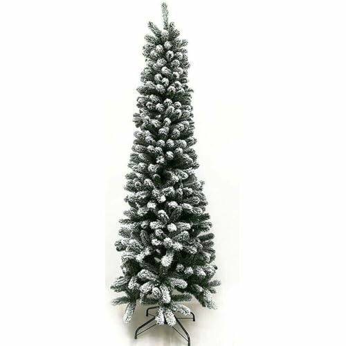 Rotex Albero di Natale Innevato Slim Realistico e Molto Folto Apertura Ad Ombrello, Salvaspazio