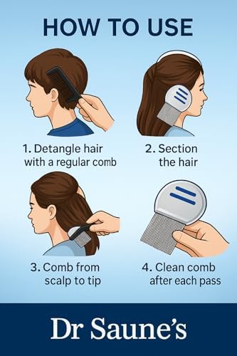 Image of Dr Saune's Lice Removal Comb | Reusable Hair Grooming Tool | Fine Teeth for Scalp Hygiene | Manual Nit & Debris Removal | For Kids & Adults (Lice-comb)