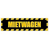 Kiwistar - Autoaufkleber - Mietwagen gestreift - Hinweis Sticker selbstklebend für Kfz, Fahrrad, PKW, LKW - 20cm - Gelb-Schwarz - Auto Aufkleber Heckscheibe, Stoßstange
