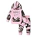 TT- Kleinkind Baby Mädchen Herbst Winter Kleidungset,2PCS Langarmshirts Kapuzenpullover T-Shirt Pullover + Camouflage Hosen Pants Sporthosen Trainingsanzug Outfits Sweatsuit Sets (Rosa, 2-3 Years)