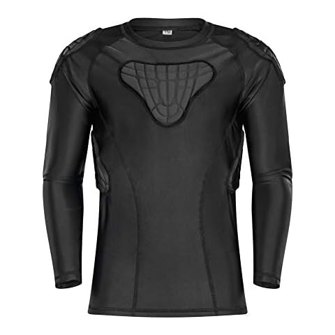 DGYAO Kids Sports Protective Padded Compression Tops Long Sleeve Shirt Rib Chest Elbow Protector Sports Gear for Rugby Basketball Football Skateboarding Cover