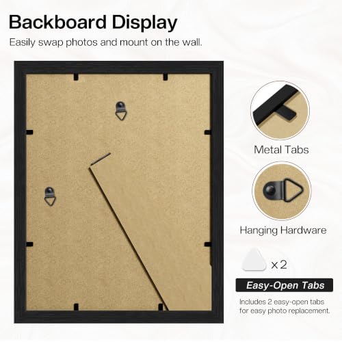 Image of Picrit 11x14 Picture Frame 3 Pack, Wall Mount & Tabletop Display, Black