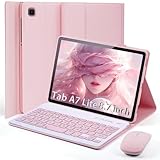 Case Keyboard for Samsung Galaxy Tab A7 Lite 8.7 inch 2021 - Mouse and Detachable Magnetic Keyboard Slim Case Auto Sleep/Wake (Pink)