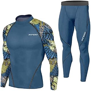 Men's Workout Set Compression Shirt and Pants Top Long Sleeve Sports Tight Base Layer Suit Quick Dry & Moisture-Wicking