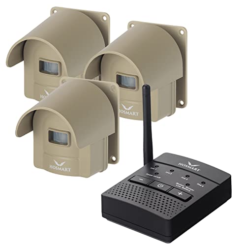 1/2 Mile Hosmart Rechargable Driveway Alarm Wireless Sensor System & Driveway Sensor Alert System Weatherproof Security Outdoor Motion Sensor & Detector