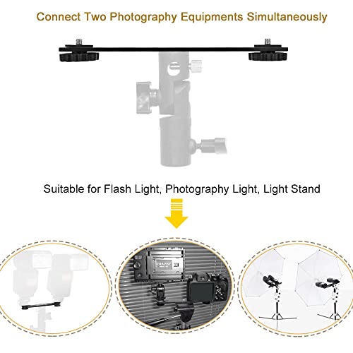 image for KAGYOKU Dual Flash Bracket 8in/20.3cm Camera Mount Tripod Bracket with